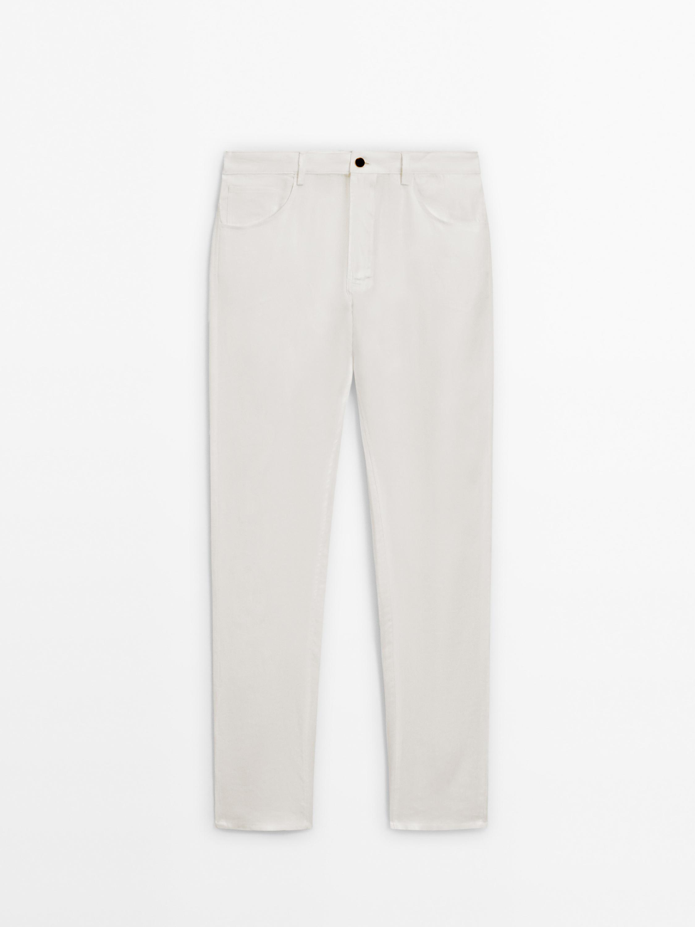 ZARA LINEN BLEND DARTED TROUSERS OYSTER WHITE SIZE XS