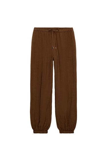 SAROUEL TROUSERS WITH ELASTIC WAIST - Light brown by Zara