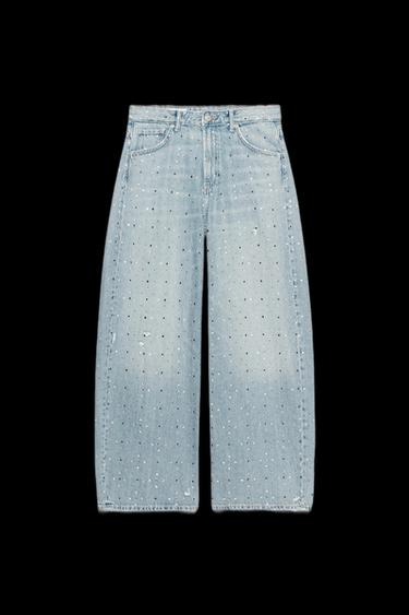 Zara TRF BAGGY RHINESTONE JEANS - Navy blue - Image 0