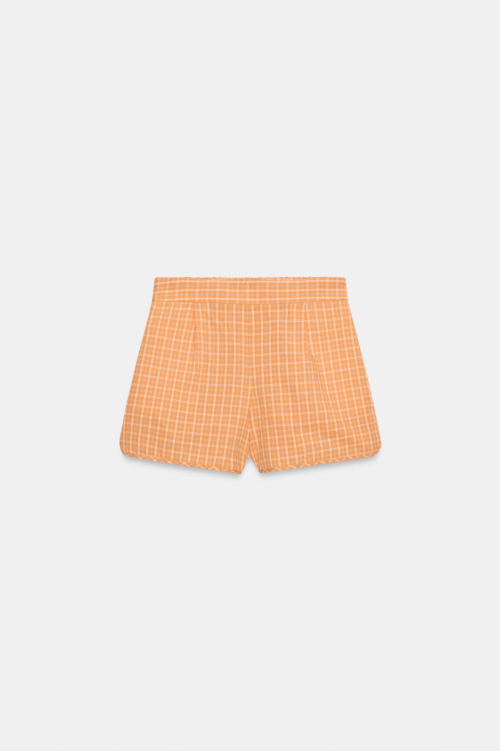 【sorajirooo】STANDARD JOURNAL CHECK SHORTS - Yellow | ZARA Turkey