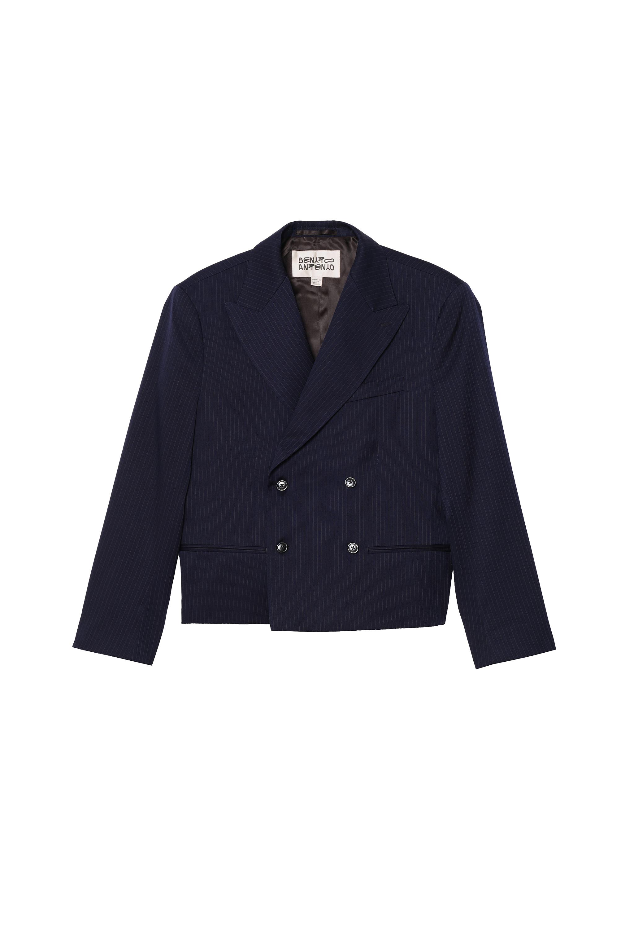 Мужские пиджаки Zara CROPPED FIT PINSTRIPE SUIT BLAZER — фото 3