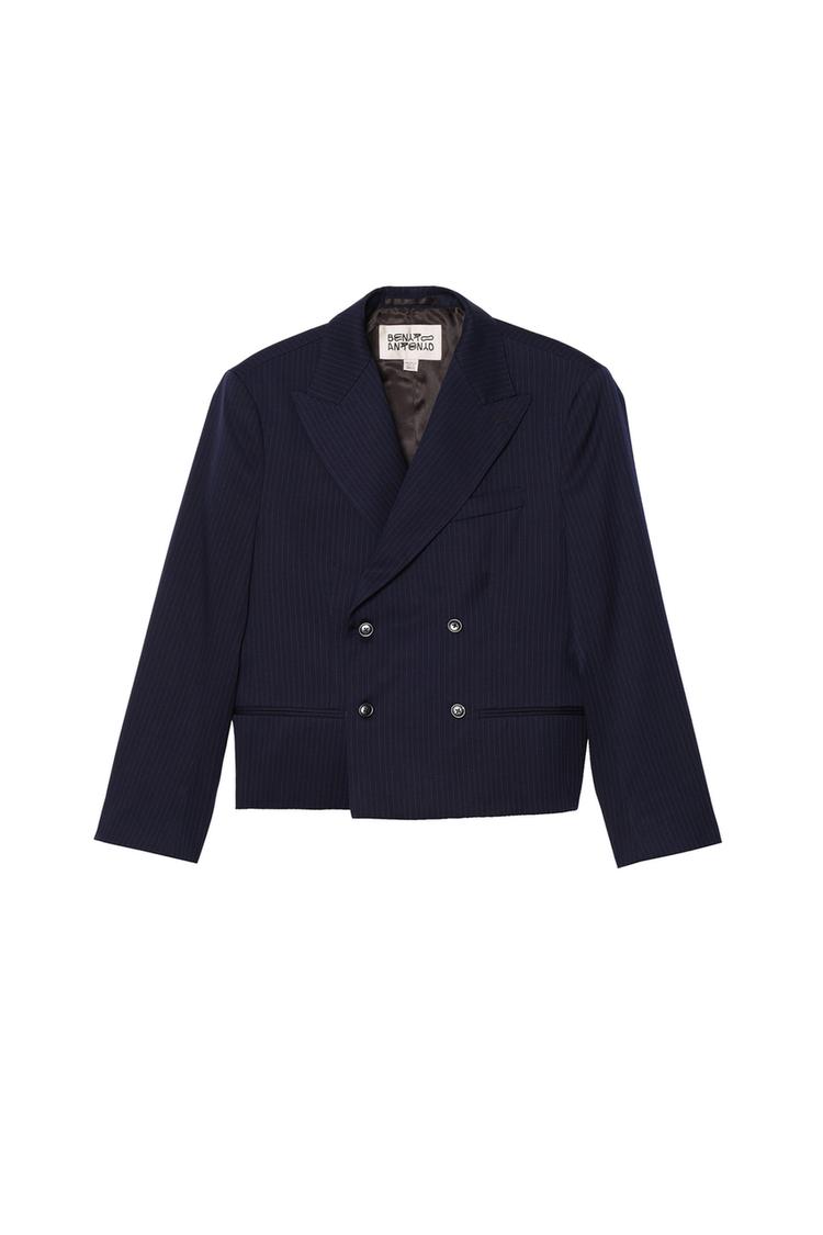 CROPPED FIT PINSTRIPE BLAZER