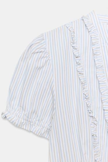CHEMISE EN POPELINE À VOLANTS - Sable / Bleu de Zara - Image 5