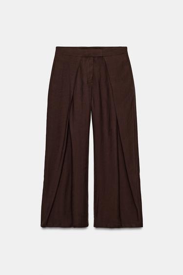 PANTALÓN FLUIDO PINZAS ZW COLLECTION - Marrón de Zara