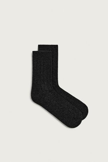 RIBBED WOOL SOCKS ORIGINS - Grey marl by Zara
