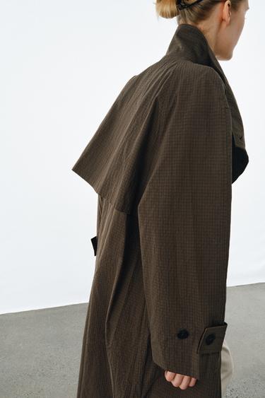 TRENCH OVERSIZE À CARREAUX ZW COLLECTION - Chocolat de Zara - Image 6