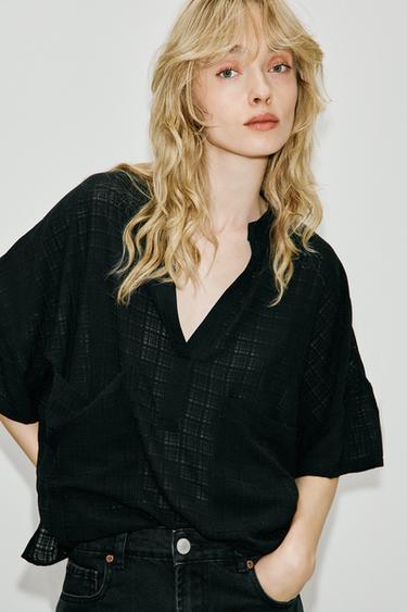 Zara SHORT SLEEVE SHIRT - Black