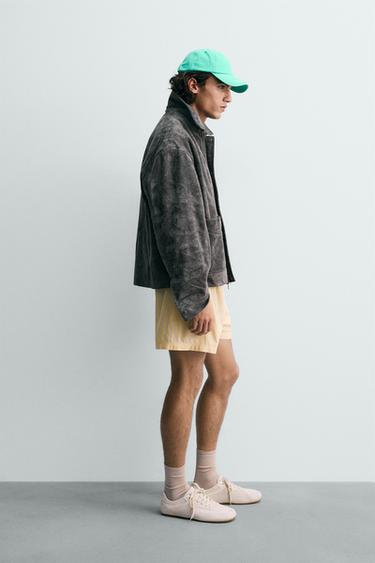 RELAXED FIT SPLIT SUEDE LEATHER JACKET - Grey by Zara - Image 4