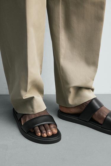 SANDALES EN CUIR À BRIDES - Noir de Zara - Image 2