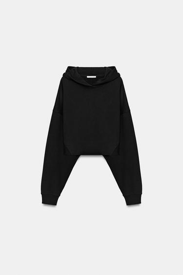 SUDADERA CAPUCHA CROP - Negro de Zara - Imagen 0