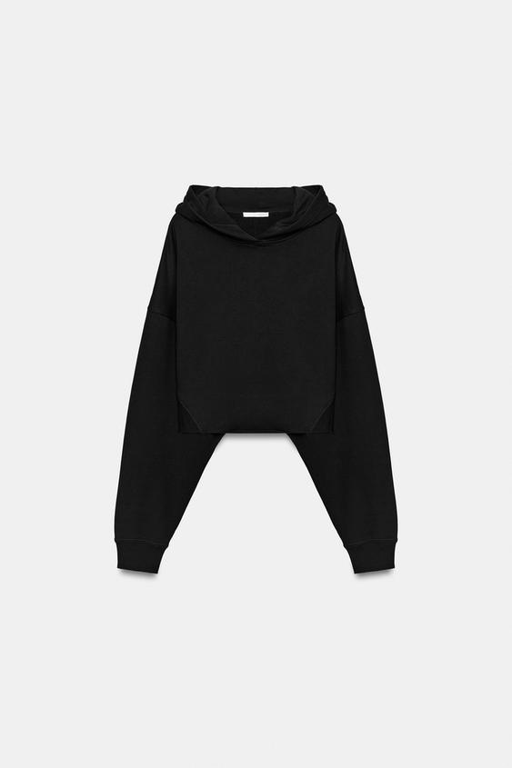 SUDADERA CAPUCHA CROP - Negro de Zara - Imagen 0