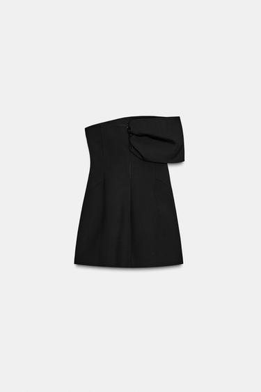 STRAPLESS SHORT DRESS - Black by Zara - Image 7