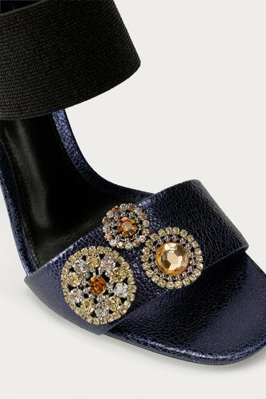 MARISA BERENSON X ZARA METALLIC LEATHER HEEL SANDALS - Blue by Zara - Image 5