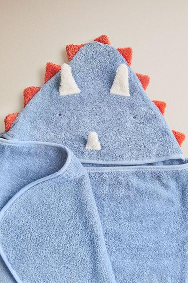 TOALLA BAÑO INFANTIL CAPUCHA DINOSAURIO - Azul de Zara