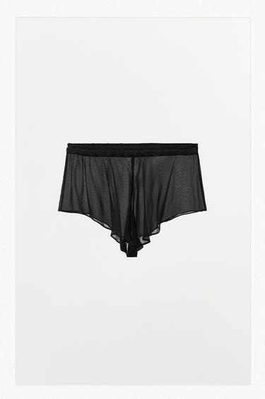 SHORT AVEC DÉTAIL EN CROCHET - Noir de Zara