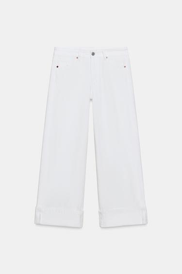 Zara TRF RELAXED LOW-RISE JEANS - White