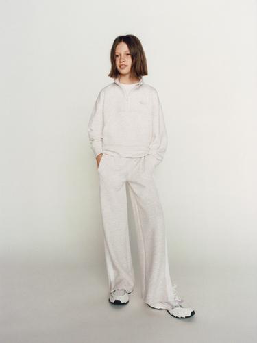WIDE-LEG TROUSERS WITH SIDE TAPING - Sand / Marl by Zara