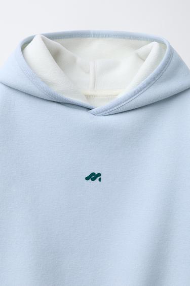 FLEECE-LINED HOODIE WITH LOGO - Blue by Zara - Image 2