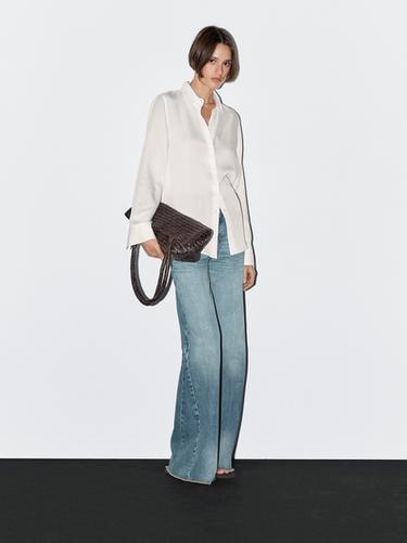 Zara Flowing shirt with shirt collar - White