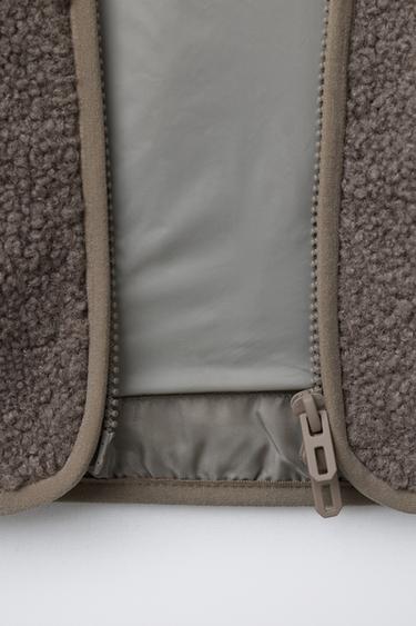 FAUX SHEARLING JACKET WITH EMBROIDERED TEXT - Brown by Zara - Image 6