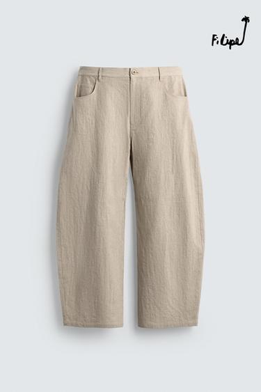 CALÇA BALLOON FIT FILIPE JARDIM X ZARA - Bege-claro da Zara