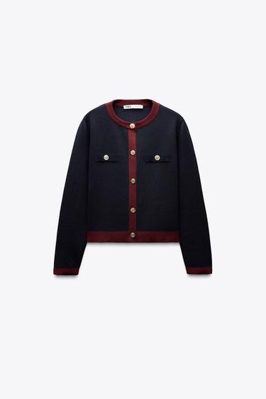 CHAQUETA PUNTO BOTONES DORADOS - Marino oscuro de Zara