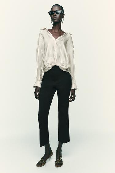 TWISTED SATIN BLOUSE - ECRU by Zara