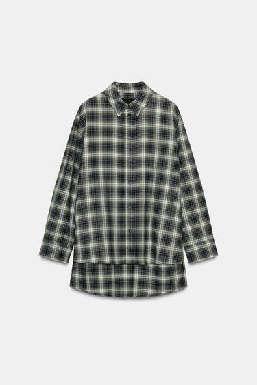 CAMISA CUADROS OVERSIZE ZW COLLECTION - Grises de Zara