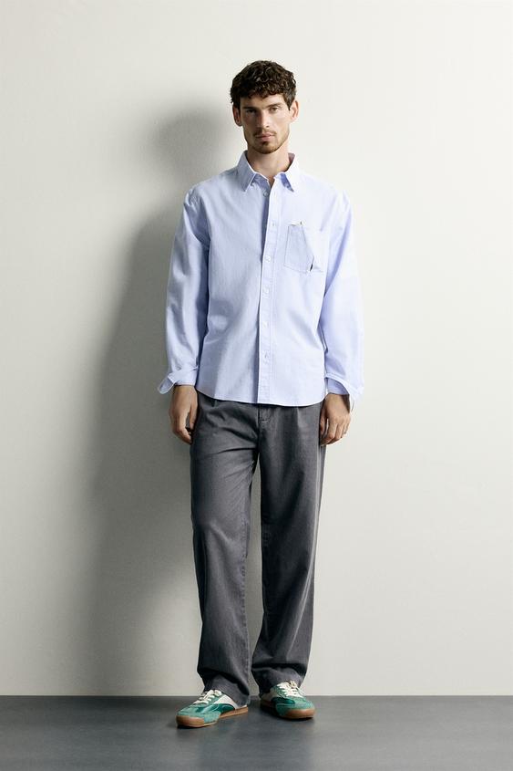 REGULAR FIT TEXTURED OXFORD SHIRT - Sky blue by Zara - Image 0