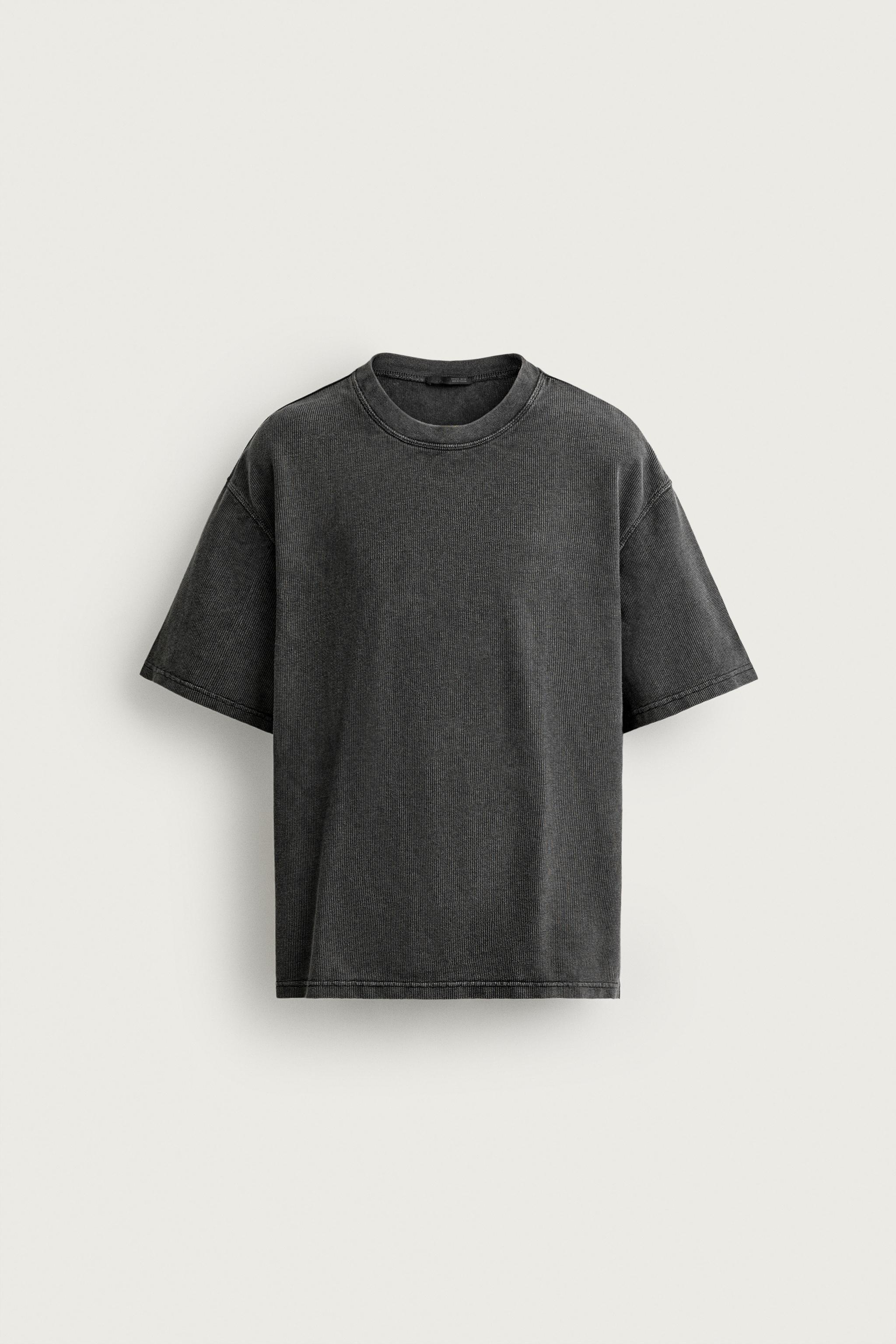 WASHED WAFFLE KNIT SHIRT — Anthracite grey