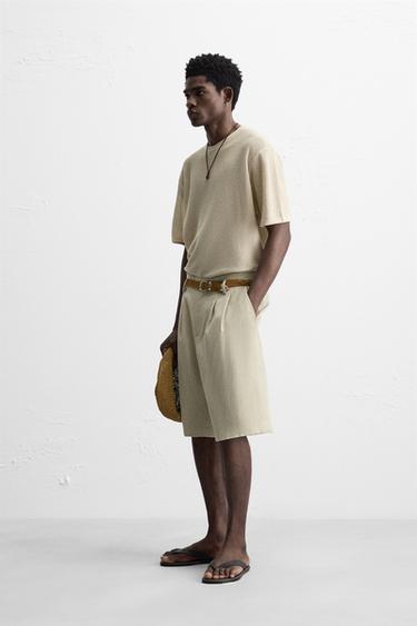 T-SHIRT EN MAILLE STRUCTURÉE - Écru de Zara - Image 3