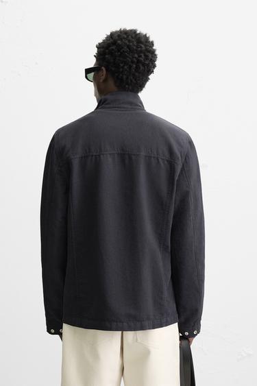 VESTE COTON - LIN POCHES - Bleu marine de Zara - Image 2
