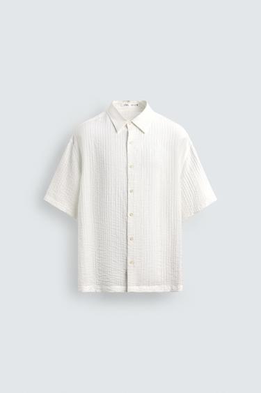 CAMISA FLUIDA ESTRUCTURA - Blanco roto de Zara