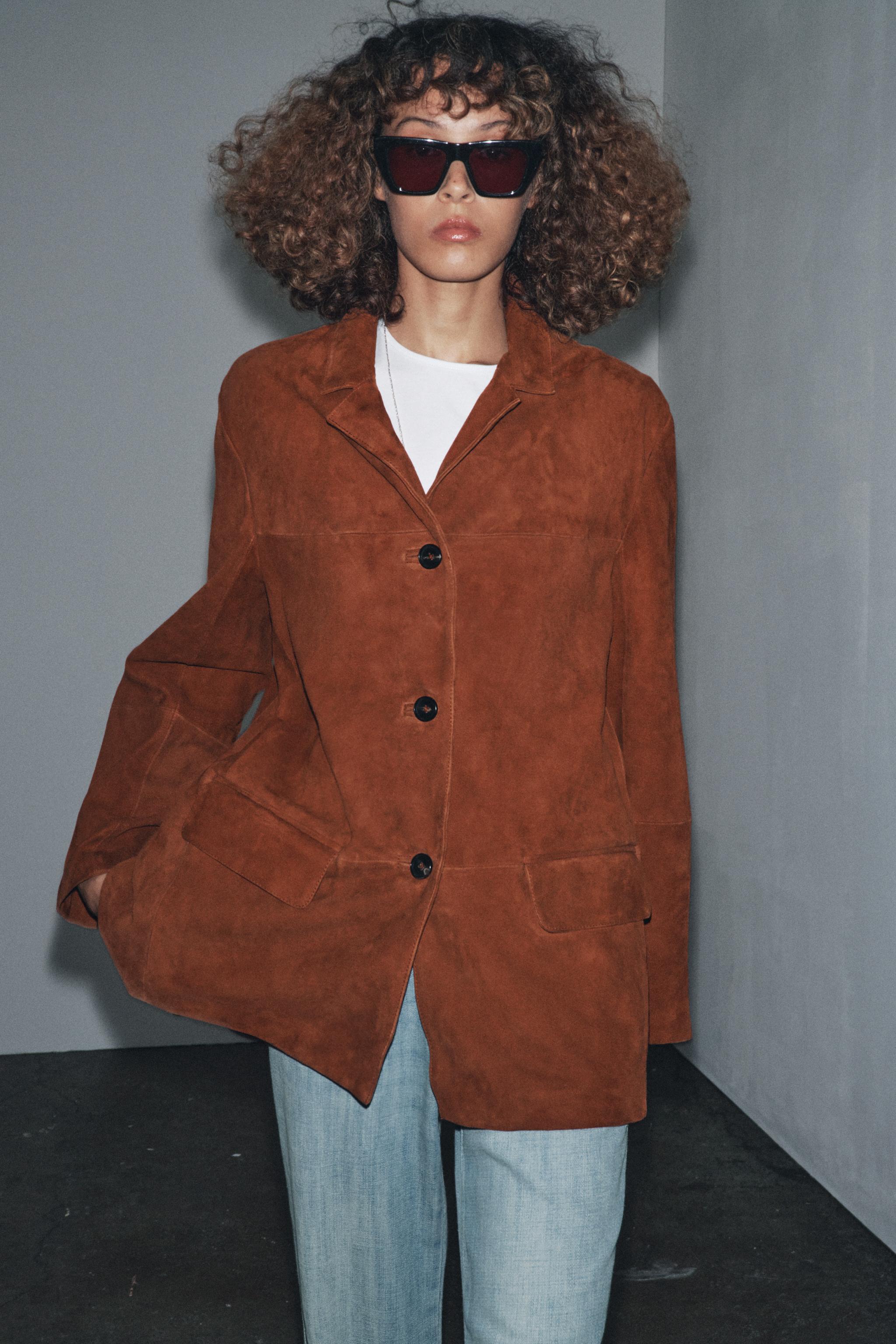 BLAZER OVERSIZE CUIR DAIM ZW COLLECTION LIMITED EDITION