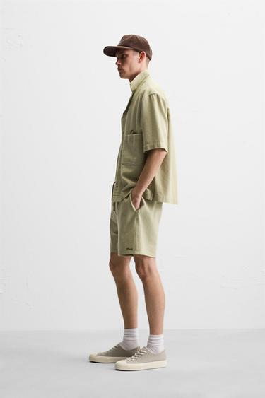 EMBROIDERED TEXTURED BERMUDA SHORTS - Light khaki by Zara - Image 3
