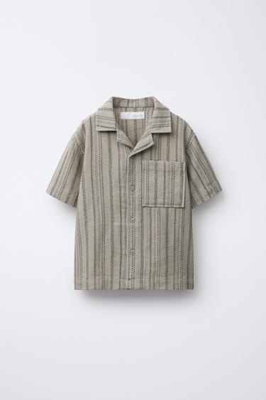 قميص مخطط بملمس بارز - أخضر by Zara
