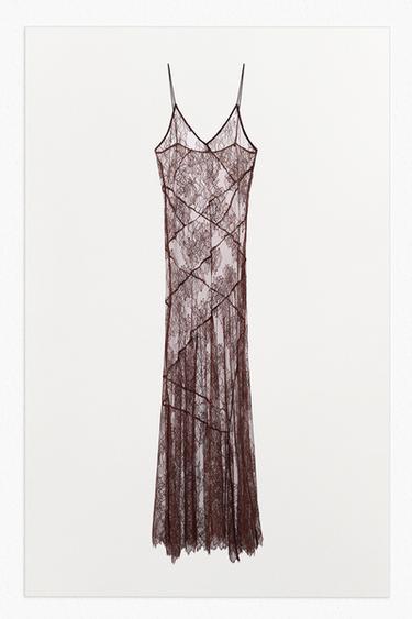 Zara ASYMMETRICAL LACE DRESS - Dark brown - Image 0