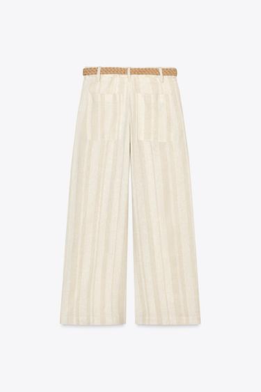 STRIPED WIDE-LEG TROUSERS WITH BELT - striped by Zara - Image 5