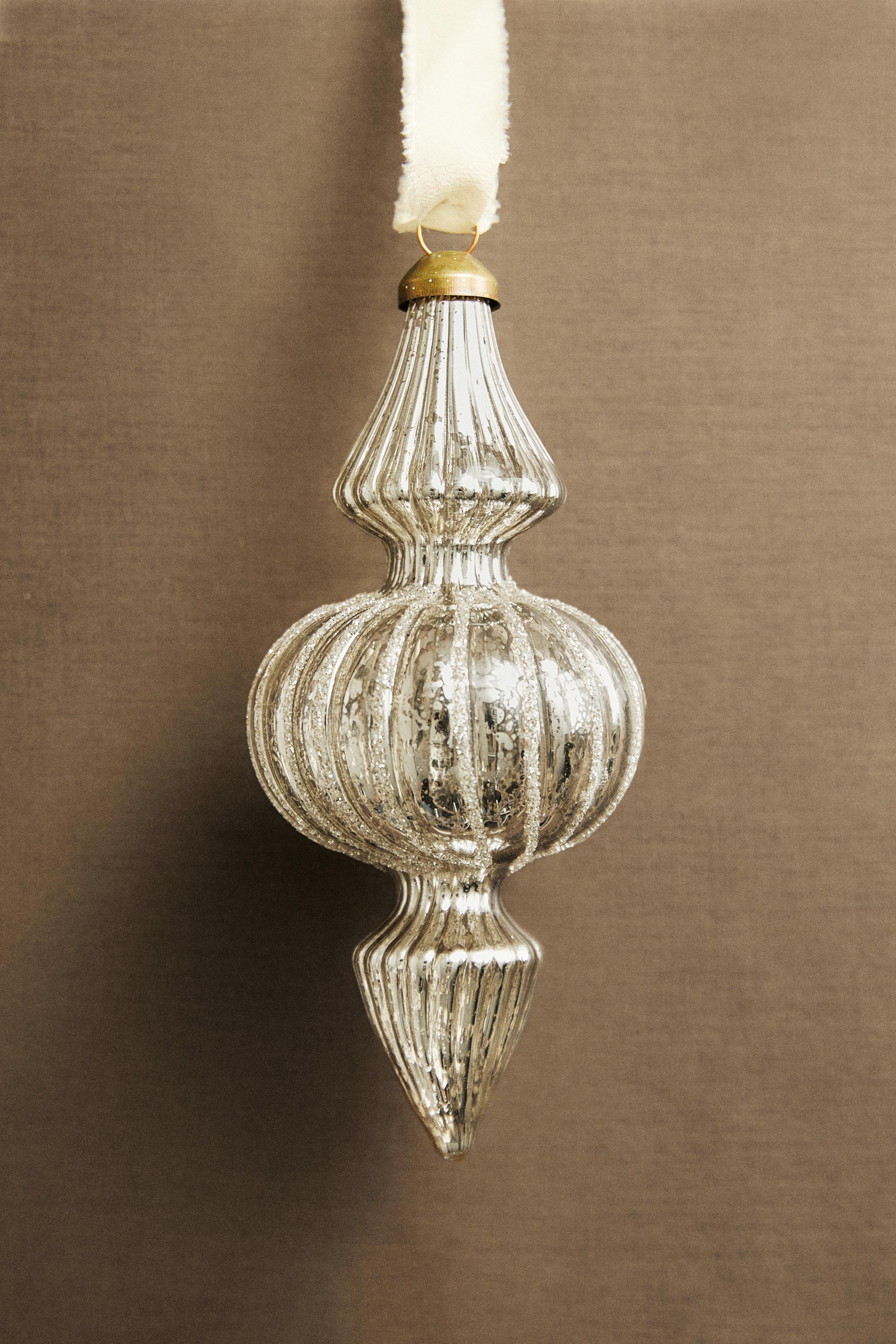 MIRRORED SPINNING TOP CHRISTMAS TREE ORNAMENT