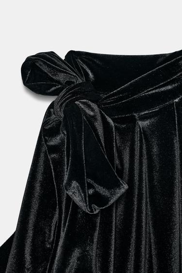 TOP BOULE EN VELOURS AVEC NŒUD - Noir de Zara - Image 6