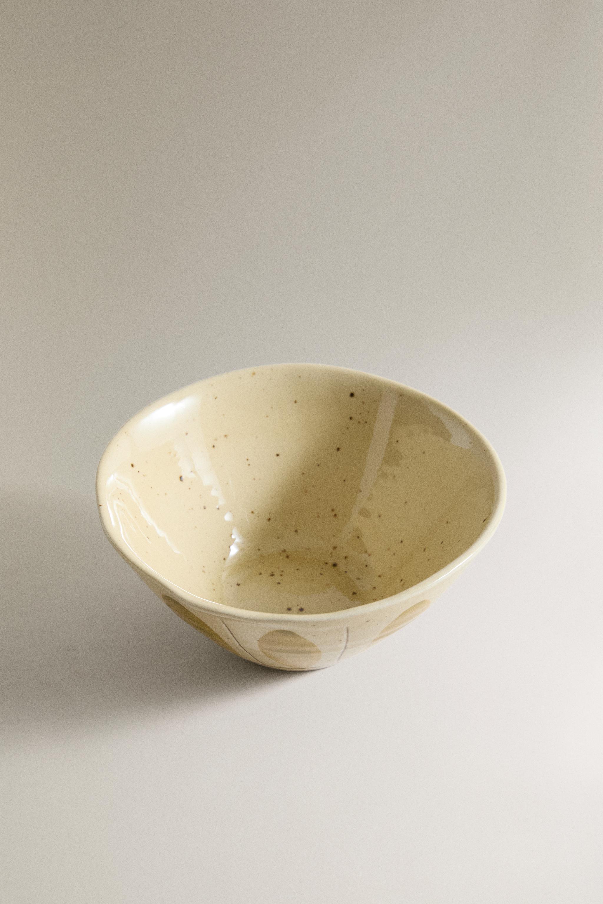 EARTHENWARE BOWL WITH OVALS — Green (alternate view)