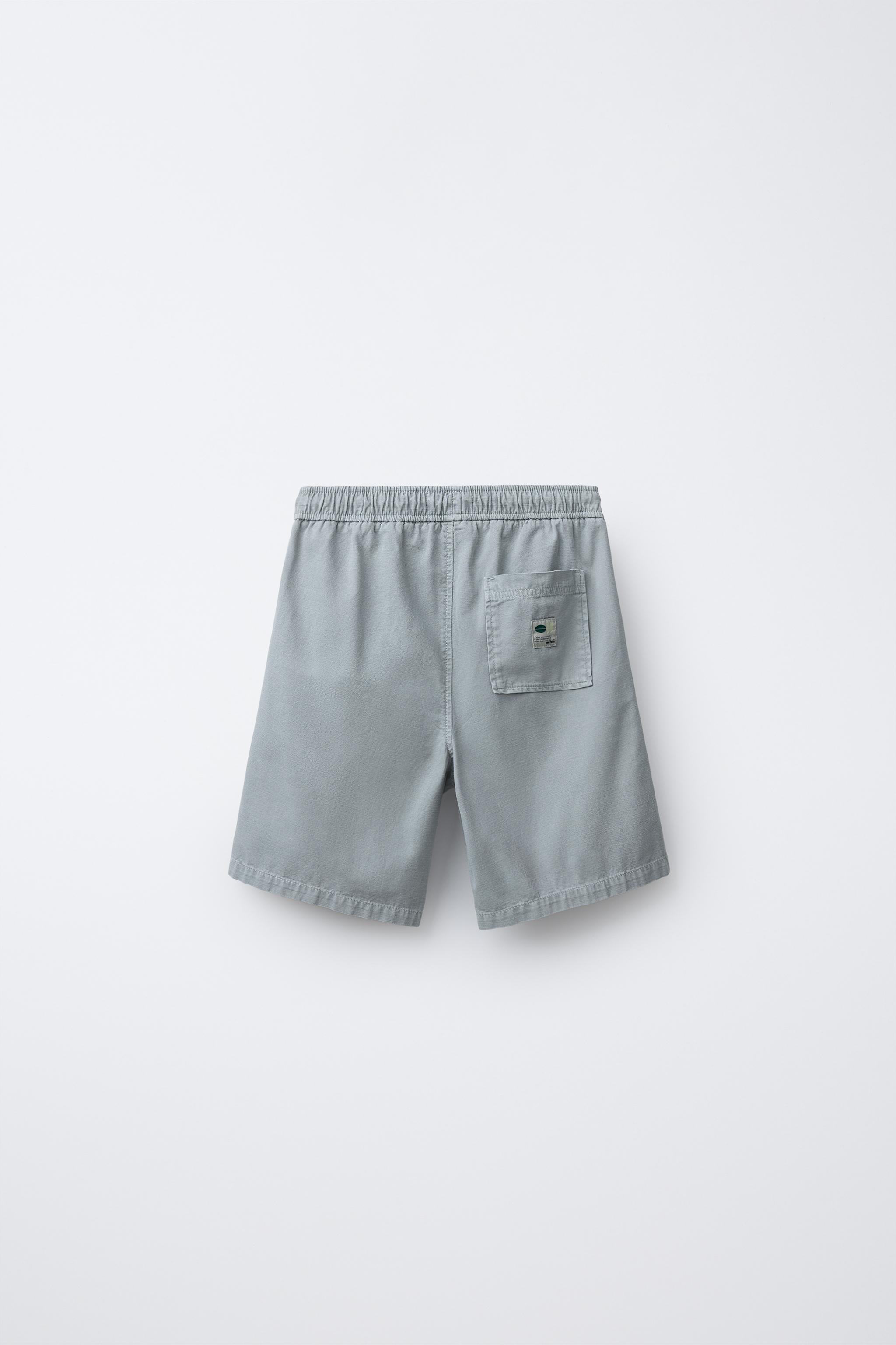 COTTON LABEL SHORTS - Blue / Gray | ZARA United States