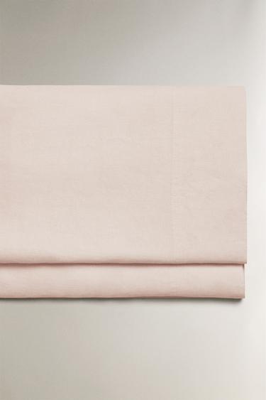 Zara WASHED LINEN FLAT SHEET (140 GXM²) - Pale pink