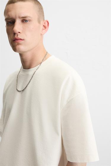 BOXY FIT HEAVYWEIGHT T-SHIRT - Oyster-white by Zara - Image 4