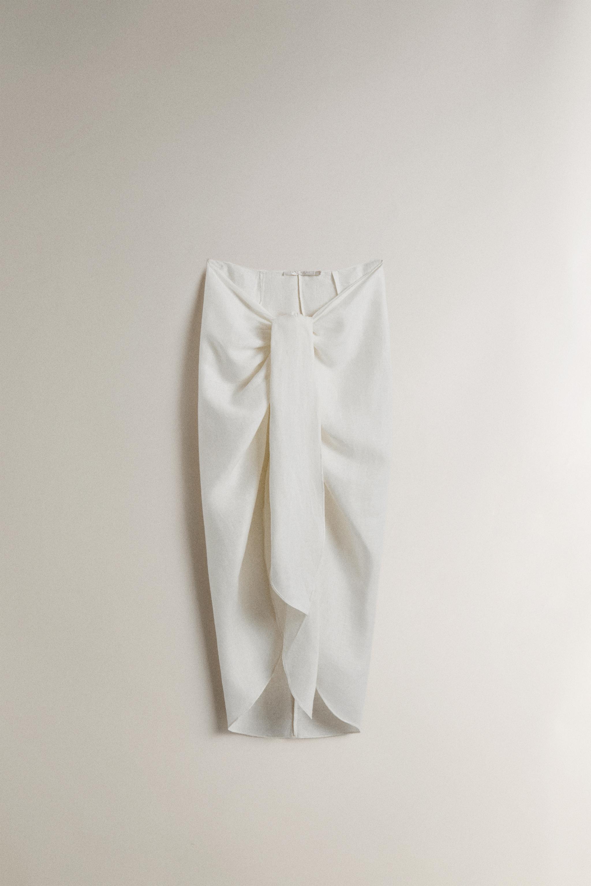 LONG LINEN BEACH SARONG WITH KNOT