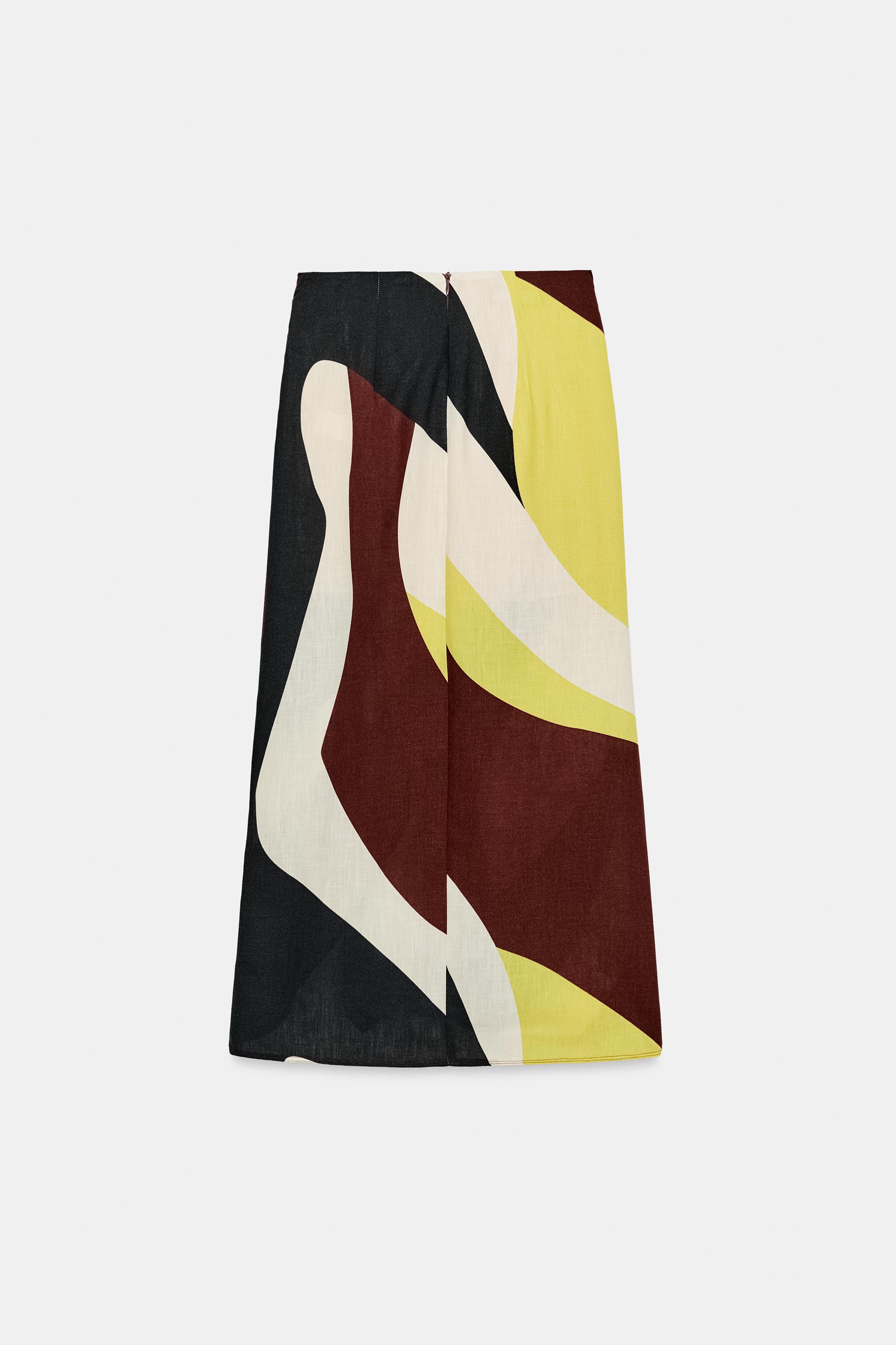 PRINTED PAREO MIDI SKIRT