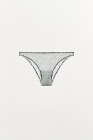 MESH-HÖSCHEN MIT SPITZE - Grau von Zara