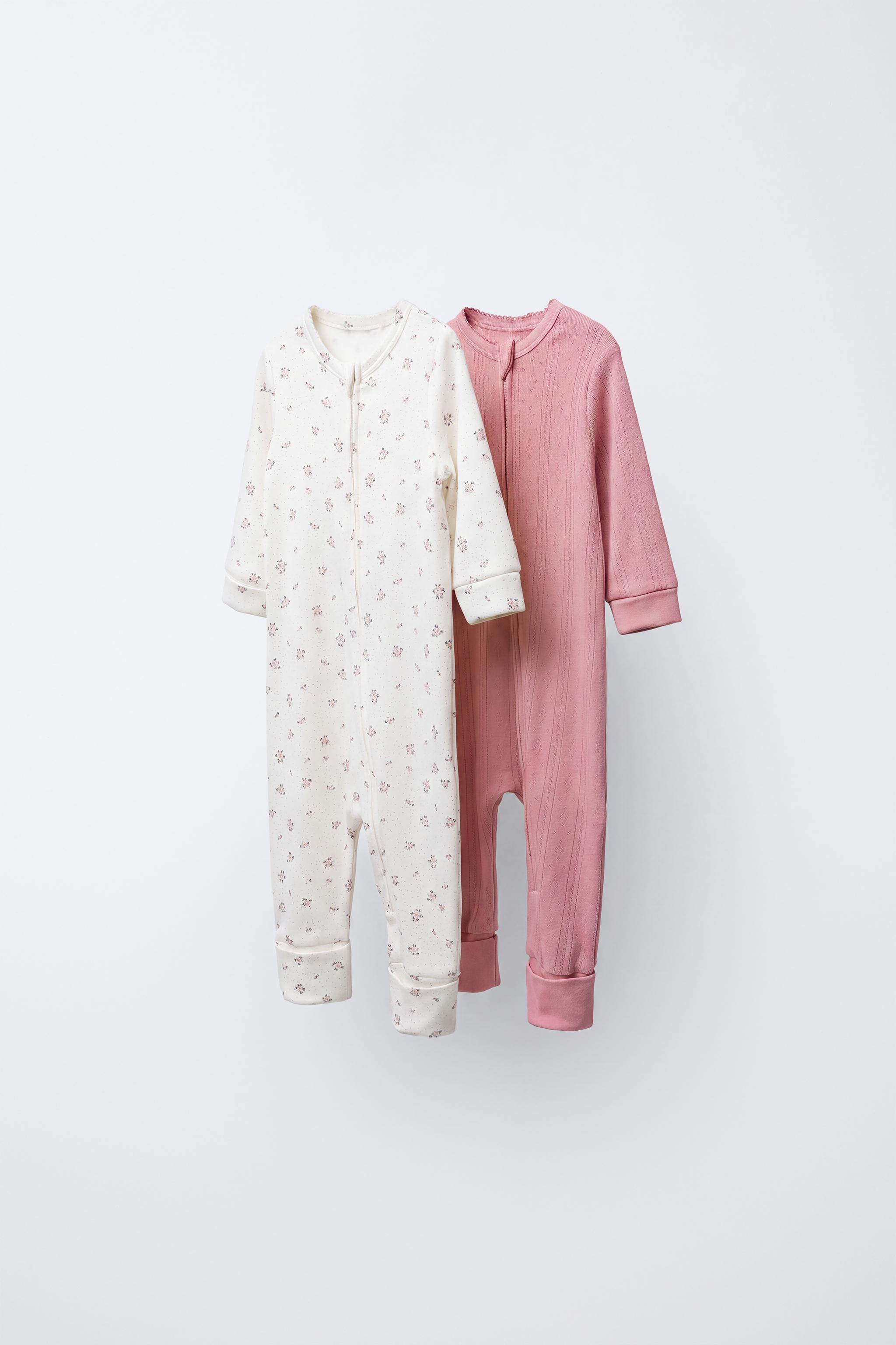 2-PACK OF FLORAL CONVERTIBLE SLEEPSUITS — Pink