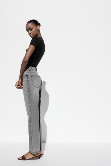 Zara HIGH-WAISTED TRF MOM FIT JEANS - Light gray