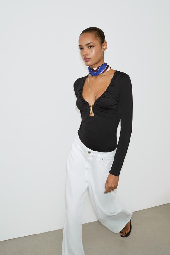 DRAPED POLYAMIDE TOP